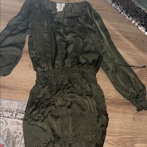 Chic Long Sleeve Olive Dress